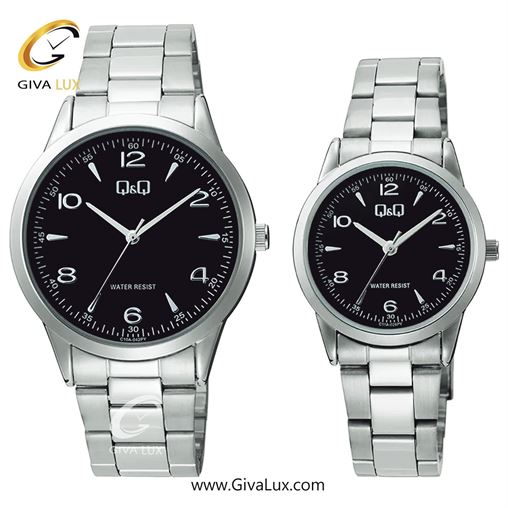 ساعت مچی اورجینال ست کیو اند کیو Q&Q نقره ای | نقره ای| مشکی| کد رفرنس مردانه: C10A-042PY، زنانه: C11A-026PY